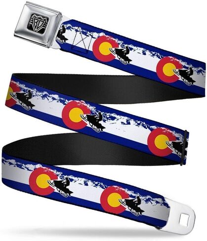 Buckle-Down Unisex-Adult's Seatbelt Belt Colorado Regular, Snowmobiler/Mountains, 1.5" Wide-24-38 Inches in Saudi Arabia