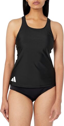 adidas Women's Standard Bars Tankini Top, Black/White, Medium in Saudi Arabia