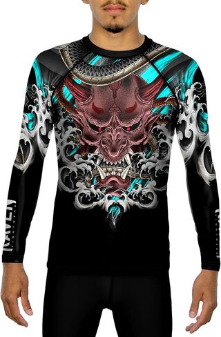حذاء Oni & Dragon Jiu Jitsu BJJ Rash Guard MMA للرجال باللون الأسود in Saudi Arabia
