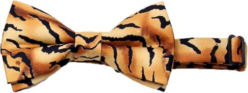 CBUND-ADF-307 - Mens Formal Woven Tiger Print Cummerbund Pre-Tied Bowtie Hanky set, Gold Black, One size in Kuwait