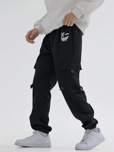 SHENHE Boy's 2 Pairs Graphic Drawstring Waist Cargo Pants Sweatpants Casual Joggers Pants in Saudi Arabia