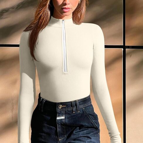 ملابس داخلية نسائية من GTETKDE مكونة من قطعتين مثيرة مضلعة قطعة واحدة بسحاب أمامي وأكمام طويلة وعميقة على شكل حرف V in Kuwait