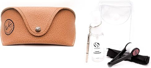 Ray-Ban Light Brown Textured Large Sunglass Eyeglass Case + Bundle with eSHADES Luxury Eyewear Kit in Saudi Arabia
