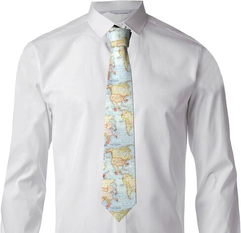 Men's Funny Map Ties Blue Atlas World Map Neckties Novelty Neck Ties for Men Teens, Wedding Holiday Gifts Party formal Casual in Saudi Arabia