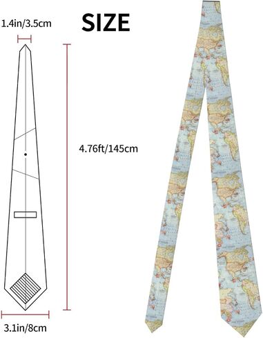 Men's Funny Map Ties Blue Atlas World Map Neckties Novelty Neck Ties for Men Teens, Wedding Holiday Gifts Party formal Casual in Saudi Arabia