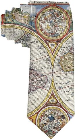 ربطة عنق أنيقة للرجال بنمط خريطة العالم الجغرافي القديمة مقاس واحد in Kuwait