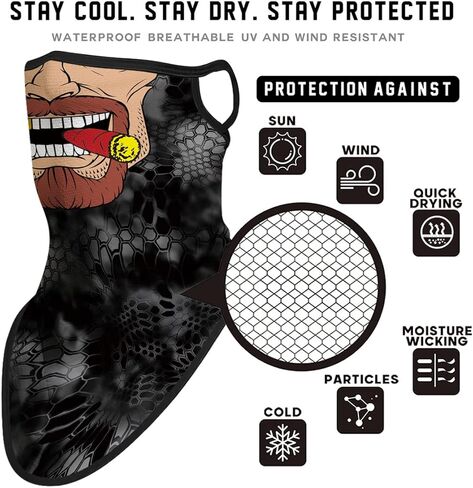 Bandana Face Mask with Ear Loop Neck Gaiter Face Mask Scarf Face Cover Summer UV Protection Balaclava for Men Women in Kuwait