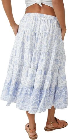 Free People Women's Full Swing Printed Midi Skirt in Saudi Arabia