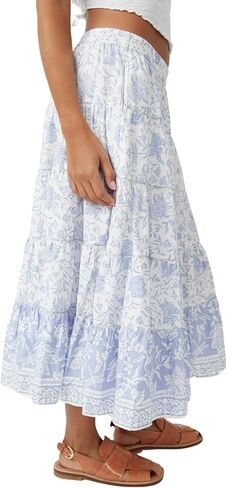 Free People Women's Full Swing Printed Midi Skirt in Saudi Arabia