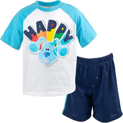 أدلة الأزرق وأنت! طقم تي شيرت وشورت شبكي برسومات راجلان in Kuwait