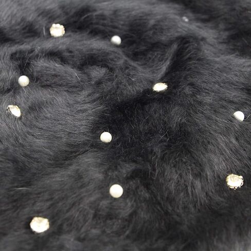 ZGMYC Women Girls Warm Rabbit Fur French Style Beret Shiny Rhinestones Pearl Winter Beanie Hat in Saudi Arabia