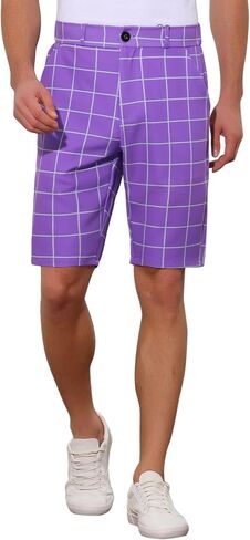 Lars Amadeus Plaid Golf Shorts for Men's Color Block Flat Front Formal Check Shorts in Saudi Arabia