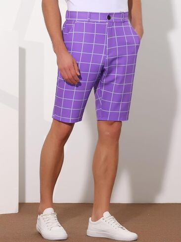 Lars Amadeus Plaid Golf Shorts for Men's Color Block Flat Front Formal Check Shorts in Saudi Arabia