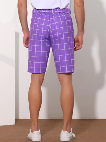 Lars Amadeus Plaid Golf Shorts for Men's Color Block Flat Front Formal Check Shorts in Saudi Arabia