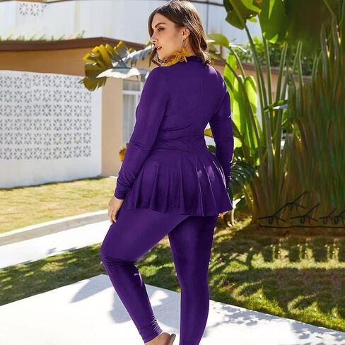 OBEEII Muslim Swimsuits for Women Full Coverage Swimwear Islamic Long Sleeve Bathing Suit Burkini Swimsuits Beachwear S-4XL in Kuwait