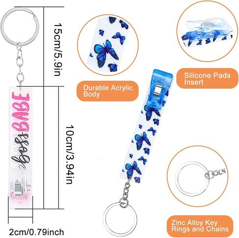 Card Grabber For Long Nails, Acrylic Debit Bank Card Grabber Keychain For Women ATM Card Clip Pom Pom Ball and Plastic Clip in Saudi Arabia