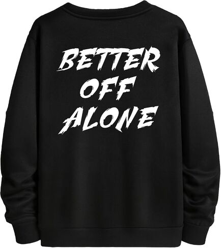 OYOANGLE Men's Letter Graphic Print Long Sleeve Crew Neck Drop Shoulder Thermal Sweatshirts Pullover Tops in Saudi Arabia