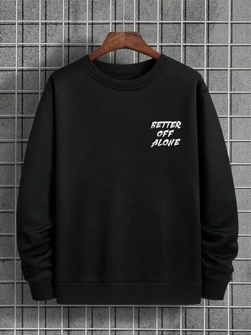 OYOANGLE Men's Letter Graphic Print Long Sleeve Crew Neck Drop Shoulder Thermal Sweatshirts Pullover Tops in Saudi Arabia