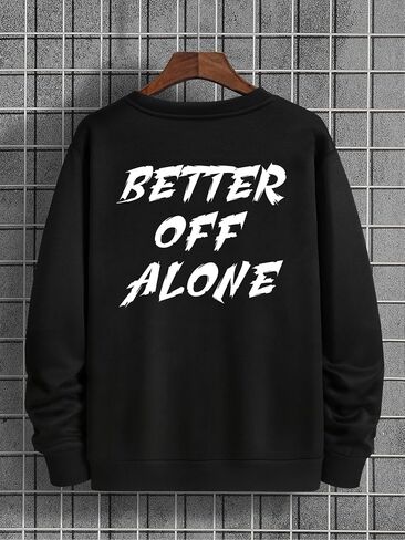 OYOANGLE Men's Letter Graphic Print Long Sleeve Crew Neck Drop Shoulder Thermal Sweatshirts Pullover Tops in Saudi Arabia