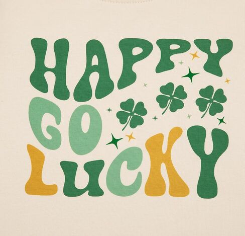 St Patrick's Day Kids Shirt Happy Go Lucky T Shirt Lucky Graphic Shirts for Toddler Baby Girl Short Sleeve Tops in Saudi Arabia