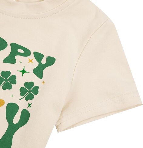 St Patrick's Day Kids Shirt Happy Go Lucky T Shirt Lucky Graphic Shirts for Toddler Baby Girl Short Sleeve Tops in Saudi Arabia