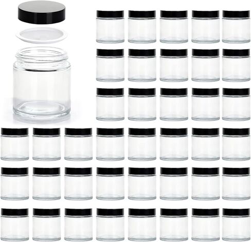Hoa Kinh 4oz Glass Jars With Lids, Mini Round Canning Jars Wide Mouth, 40 Pack, Empty Cosmetic Bottles for Storage Creams, Beauty Products, Lotion, and Ointments in Saudi Arabia