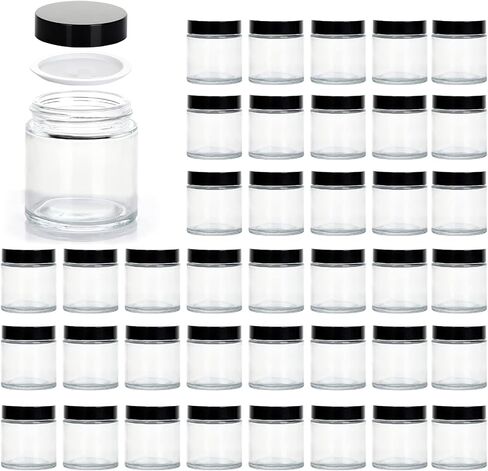 Hoa Kinh 4oz Glass Jars With Lids, Mini Round Canning Jars Wide Mouth, 40 Pack, Empty Cosmetic Bottles for Storage Creams, Beauty Products, Lotion, and Ointments in Saudi Arabia
