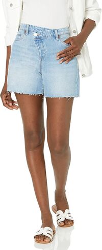 [BLANKNYC] Womens Light Wash Overlap Fly Mom Shorts with Cut Off Finish, Stylish & Designer Clothing in Saudi Arabia