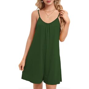 Short Rompers for Women Casual Jumpsuits Summer Sleeveless Strap Loose Adjustable Rompers with Pockets Clothes 2024