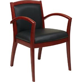 Office Star NAP97ESP-EC3 Napa Full Cushion Black Leather Back and Seat Wood Guest Chair, Espresso