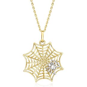 Ross-Simons 14kt 2-Tone Gold Spiderweb Pendant Necklace. 18 inches