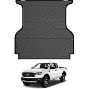 Mixsuper Truck Bed Mat for Ford Ranger SuperCrew 2019-2024, Only Fit 5ft Bed, All Weather Truck Rugged Bed Liner TPE Durable Odorless Black