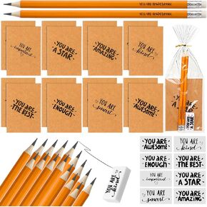Back to School Gifts Bulk 48 Motivational Pencils You Are Awesome Pencils 24 White Erasers for Pencils Fun Erasers 24 Inspirational Mini Notebooks Gift Bag First Day of School Gift