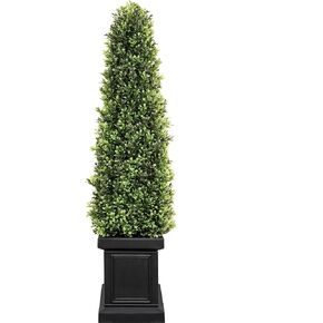 Artificial Boxwood Topiary Tree, COLORSPEC 3.5ft Tall Outdoor Porch Tree, All-Year Green Boxwood Plants Topiary Trees Artificial Outdoor with Sturdy Pot for Porch Outdoor Indoor (Square)