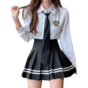 Girls High Waisted Pleated Mini A-Line Skirt School Uniform Halloween Cosplay Party Outfit Braces Overall Suspender Blouse in Saudi Arabia