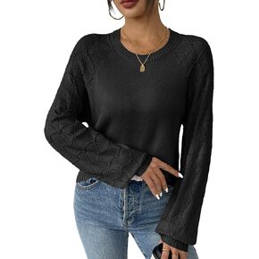 Zeagoo Womens Sweaters 2024 Long Sleeve Crew Neck Lightweight Pullover Knitted Fall Fashion Tops