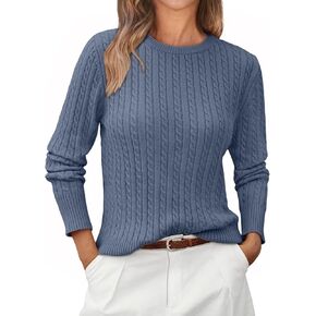 LILLUSORY Cable Knit Sweater Women's Soft Pullover Sweaters