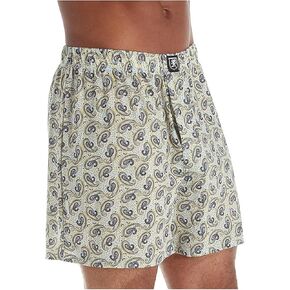 STACY ADAMS Men's Boxer Short, White/Blue Paisley, L