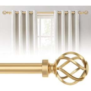 Black Curtain Rods For Windows 66 to 120 Inch, 6/8" Diameter Adjustable Decorative Curtain Rod, Drapery Rods With Beautiful Finials, Matte Black Curtain Rod For Patio Bedroom (A8,Black,32-120")