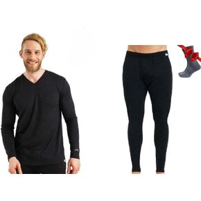 Merino.tech مجموعة رجالية من صوف ميرينو - ملابس داخلية حرارية خفيفة الوزن من صوف ميرينو للرجال من الأعلى والأسفل in Kuwait
