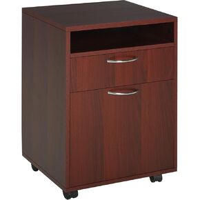 HOMCOM Mobile Storage Cabinet Organizer with Drawer and Cabinet, Printer Stand with Castors, Black