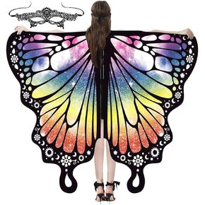 Adult Butterfly Wings Fairy Butterfly Cape Costumes Halloween Shawl Dress Up Face Mask Festival Cosplay Party Accessory