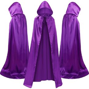 3 Pcs Unisex Hooded Cloak Full-Length Halloween Cosplay Costumes Cape Robe Vampire Witch Cosplay Costume Accessories