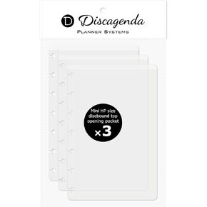Discagenda Clear Top-opening Pocket [2nd Edition] Compatible with Mini HP (4.6x7in), 3 Pack for Discbound Planner