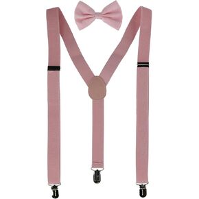 CTM® Men's Solid Fashion Color Bow Tie and Suspender Set