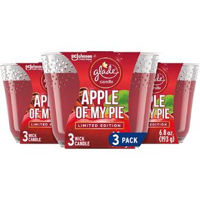 Glade Candle Apple of My Pie, Fragrance Candle Infused with Essential Oils, Air Freshener Candle, 3-Wick Candle, 6.8oz, 3 Count