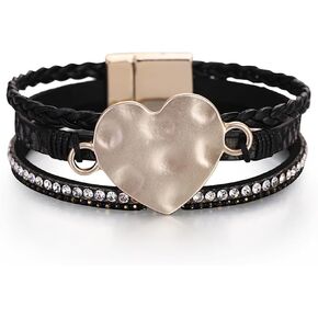 CSIYANJRY99 Leather Wrap Bracelet for Women Trendy Stackable Leather Cuff Bracelet Multilayer Boho Heart Snakeskin Print Leather Bangle Bracelets