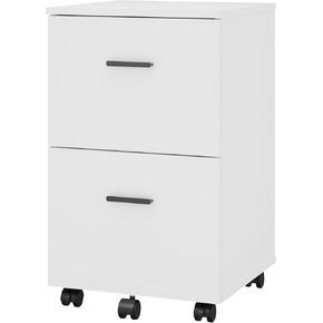 2 Drawer Mobile File Cabinet, Wood Rolling Filing Cabinet Printer Stand Under Desk Storage Organizer Fits Letter Size File Folders for Home Office (Black)