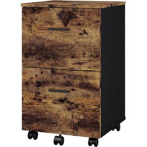 2 Drawer Mobile File Cabinet, Wood Rolling Filing Cabinet Printer Stand Under Desk Storage Organizer Fits Letter Size File Folders for Home Office (Black)