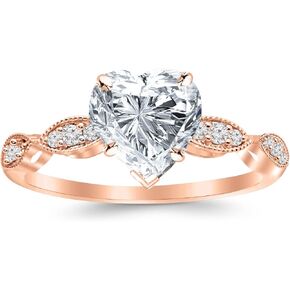 0.65 Carat Petite Curving Diamond Engagement Ring with a 0.5 Carat Heart Cut I Color SI1 Clarity Center Stone